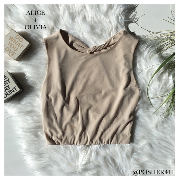 Alice + Olivia Tops - ALICE + OLIVIA TWIST BACK CREAM JERSEY CROP TOP